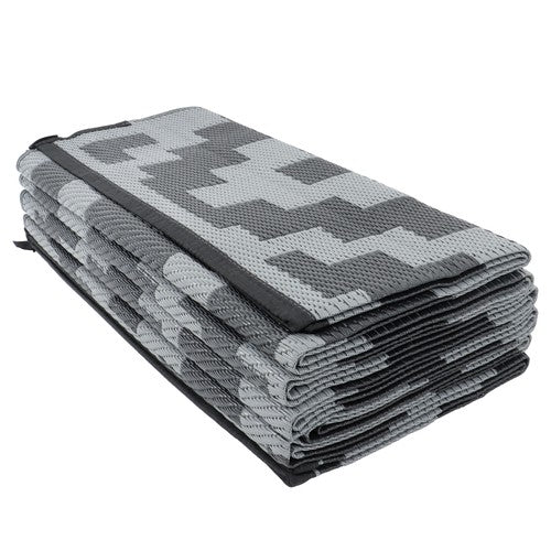 DURAFORCE Waterproof Outdoor Rug Outdoor Plastic Straw Rug 9x12FT Black Gray Camping