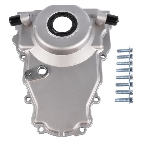 DURAFORCE Timing Cover with 10AN Twin Turbo Oil Drain Fittings for LS Gen IV GM LS 6.2L