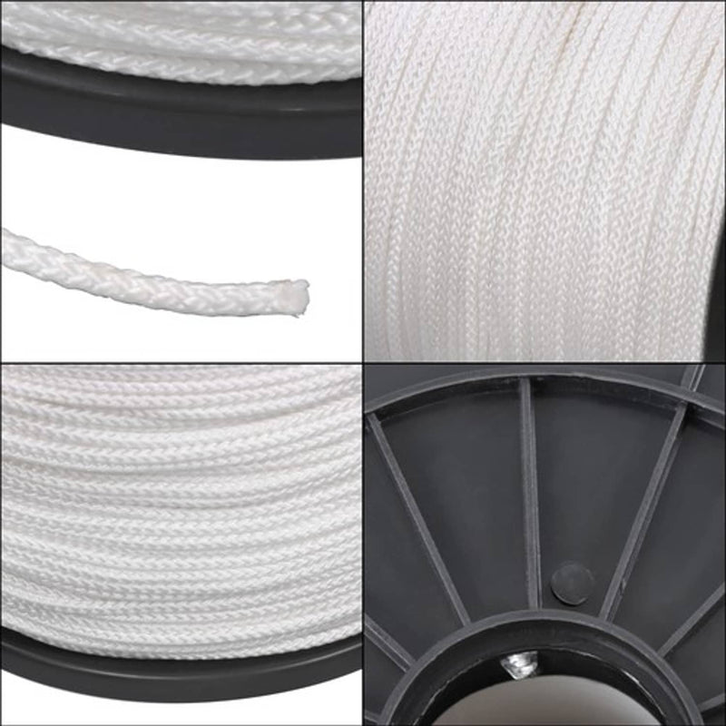 12 Hollow Rope 1/8 Inch Hollow Braid Polypro Rope 1000FT 350 Pounds Tensile Strength ...