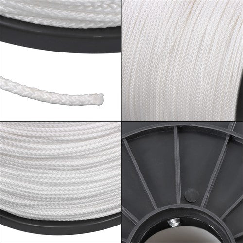 DURAFORCE 1/8 Inch Hollow Braid Polypro Rope 1000FT 350 Pounds Tensile Strength White