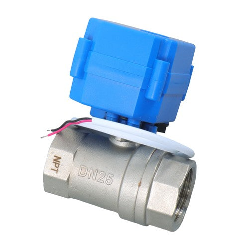 DURAFORCE Solid Motorized Ball Valve 3/4in Full Port SS 9-24V AC/DC NC Auto Return