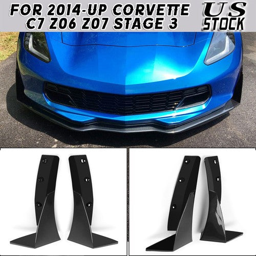 DURAFORCE Front Side Splitter Extension Winglets for Corvette C7 Z06 Z07 Stage 3 2014 Up