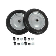 DURAFORCE 2PCS 14.5x4-8 Solid Wheels w/Toothed Tread, Silver Hub Black&Silver Replace Tire