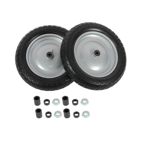 DURAFORCE 2PCS 14.5x4-8 Solid Wheels w/Toothed Tread, Silver Hub Black&Silver Replace Tire