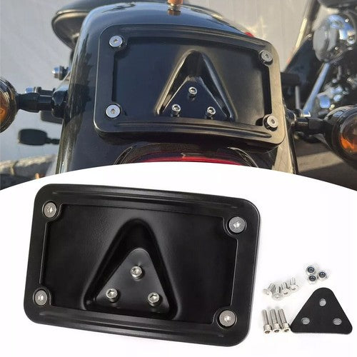 DURAFORCE Curved Laydown License Plate Mount Bracket For Harley Sportster Dyna Softail
