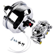 DURAFORCE New 7" Brake Booster with Bail Top Master Cylinder, 1" Bore, Chrome-Plated Steel