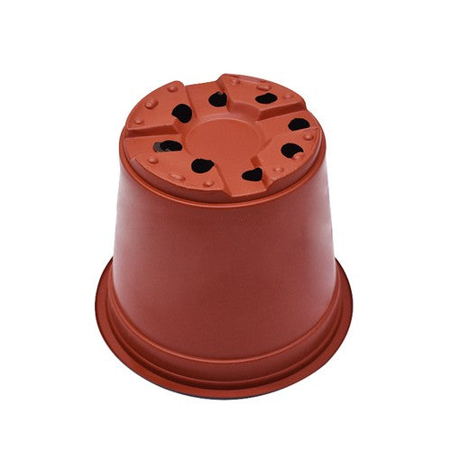DURAFORCE 13×11×9CM Brick Red Round Plastic Plant Pots Flowerpot Nursery Pot