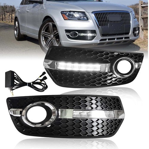 DURAFORCE LED DRL Fog Lights Bezel Cover Lamp w/Wire harness switch For 2009-2012 Audi Q5
