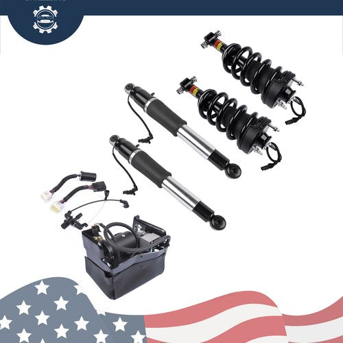 DURAFORCE Front Rear Shock Absorber Strut Assys + Compressor For Cadillac Escalade 2015-20