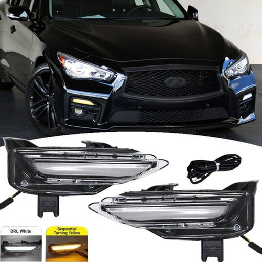 DURAFORCE Bumper LED Fog Lights Lamps Turn Signal Pair for 2014-2020 for Infiniti Q50