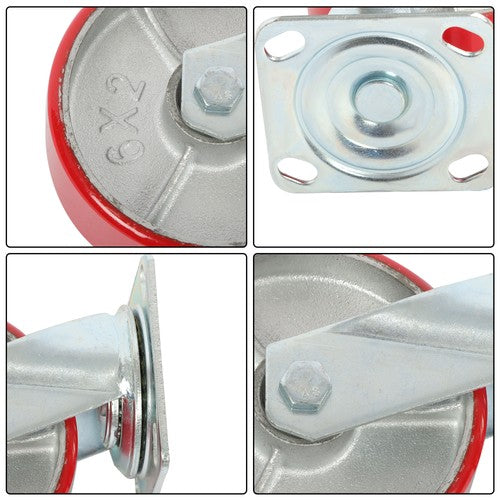 DURAFORCE 6" × 2" Tilt Casters Heavy Duty Swivel Caster Wheel 1250 Lbs Industrial Casters