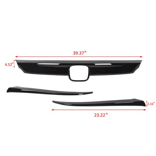 Glossy Black Front Grille Lip Cover Moulding Trim for Honda Accord 2018-2020