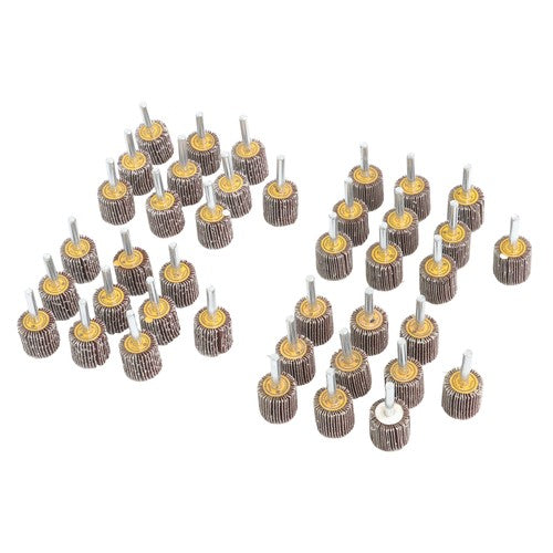 DURAFORCE 1" x 1" x 1/4" 60/80/120/240 Grit Shank Mounted Flap Wheels Set - 40 Pack