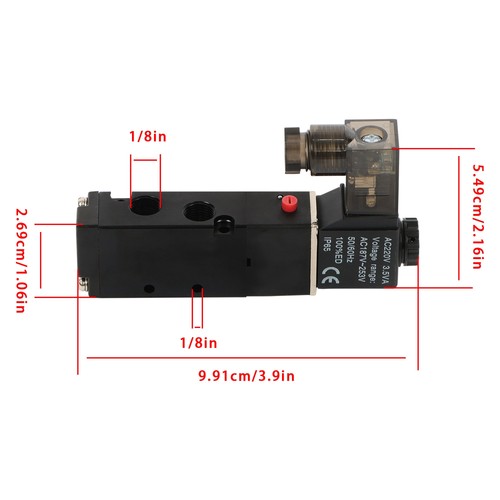 DURAFORCE 5 Way 1/8" Solenoid Valve Pneumatic Air Control 24 VDC Coil v dc
