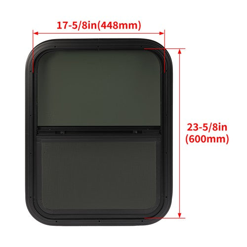 DURAFORCE Universal 18" W x 24" H Vertical Slider RV Window W/Screen For RV Camper Trailer