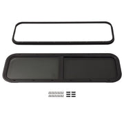 DURAFORCE 42" W × 12" H RV Window W/ Trim Ring Horizontal Slide Dark Black For RV Trailer