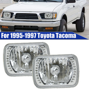 DURAFORCE 7X6" inch Clear Glass Lens White Headlight LED For Toyota Tacoma 4Runner Pickup