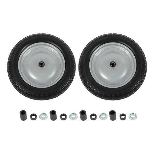 DURAFORCE 2PCS 14.5x4-8 Solid Wheels w/Toothed Tread, Silver Hub Black&Silver Replace Tire