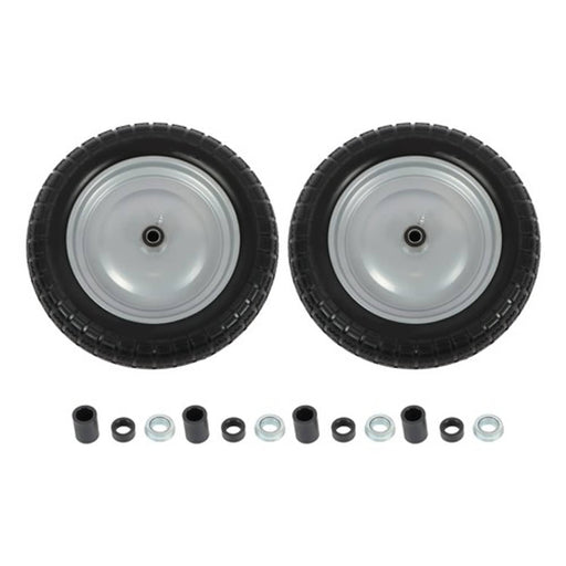 DURAFORCE 2PCS 14.5x4-8 Solid Wheels w/Toothed Tread, Silver Hub Black&Silver Replace Tire