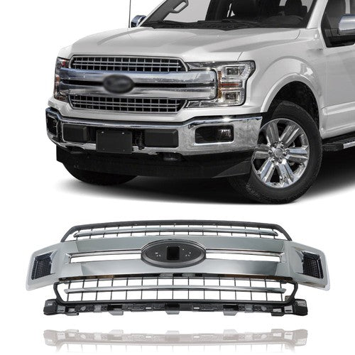 DURAFORCE Fit For Ford F-150 2018-2020 Front Radiator Grille Assembly Chrome Jl3z-8200-ea