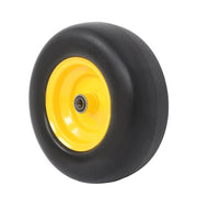 DURAFORCE 2Pcs 13x5.00-6 Flat Free Lawn Mower Tire And Wheel Solid Smooth Tread Yellow Rim