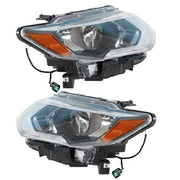 DURAFORCE LH+RH For Nissan Rogue 2017-2019 Headlamps Assembly Clear Lens Halogen Chrome