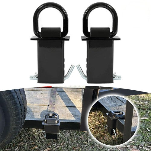 DURAFORCE Black 2Pk Adjustable Trailer Stake Pocket D-Ring Heavy Duty Load Limit 5400lbs