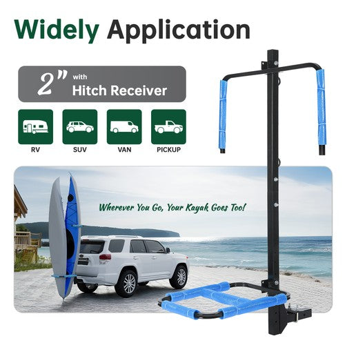 DURAFORCE RV Hitch Mount Kayak Rack Standing Kayak Carrier W/ 2'' Receiver Hitch Mount