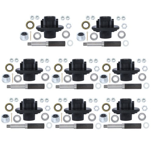 DURAFORCE Pack of 8 Trailer Axle Kits w/ 1" Round BT8 Spindle & 4 on 4" Bolt Idler Hub