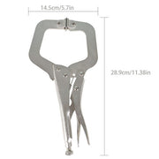 DURAFORCE Adjustable C-Clamp Locking Pliers Set 11" Locking Welding With Swivel Pads 6 Pcs