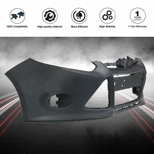 DURAFORCE Front Bumper Cover For 2012 2013 2014 Ford Focus Sedan w/ Tow Hole New Primered