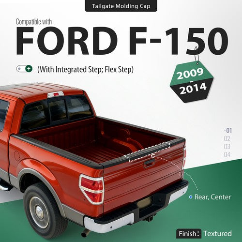 DURAFORCE Tailgate Molding Center Trim Step Pad For 2009-14 Ford F150 Flexible Flex Step