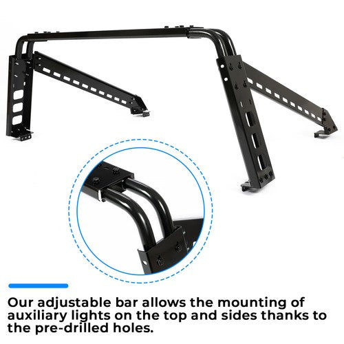 Adjustable Roll Bar Sports Bar Cargo Rack for Full Size Truck Silverado Ram F150