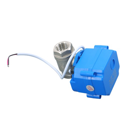 DURAFORCE Solid Motorized Ball Valve 1/2in Full Port SS 9-24V AC/DC NC Auto Return