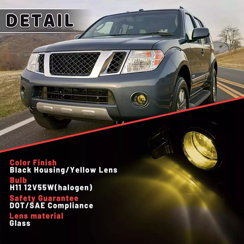 DURAFORCE 2P Fog Light For 2010-2019 Nissan Frontier 2005-2015 Nissan Xterra w/Bulb Cover