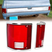 DURAFORCE Tail Lights Lamps w/Chrome Left & Right For 73-91 Chevrolet C10 K10 GMC Sierra