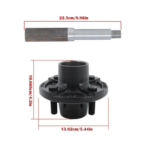DURAFORCE 4 Sets 4 on 4"Trailer Hub Kit and 1" Round BT8 Spindle W/Trailer Bearing