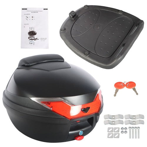 DURAFORCE 32L Motorcycle Tour Tail Box Luggage Top Lock Storage Scooter Trunk Carrier Case