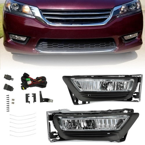 DURAFORCE Fog Lights For Honda Accord Sedan 2013-2015 4Dr Clear Bumper Lamp+Bulbs w/Switch