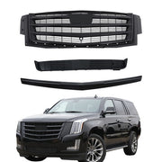 DURAFORCE Gloss Black Front Center Mesh Grille Fit For Cadillac Escalade 2015-2020 3Pcs