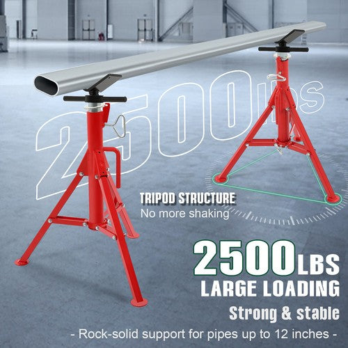 DURAFORCE Heavy-Duty Pipe Jack Stand 28"-52" Inch Adjustable Folding Pipe Stand 2500 Lbs