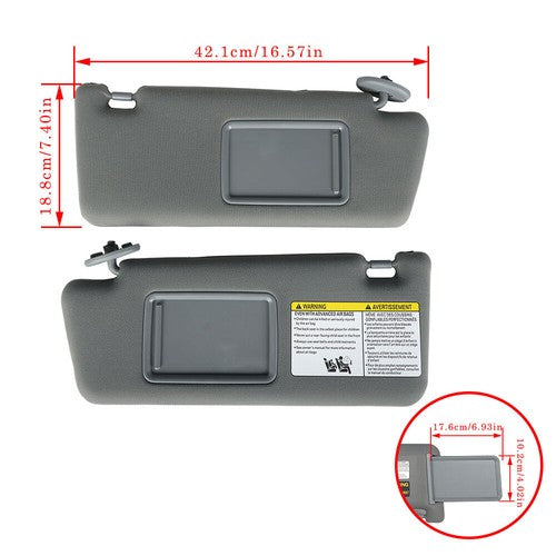 DURAFORCE LH + RH Sun Visors Gray 74320-35C10-B0 Fit For Toyota Tacoma 2005-2015 2PCS New