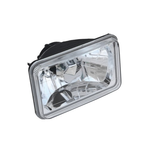 DURAFORCE 4x6" Inch Clear Glass Lens Diamond Cut Chrome Crystal Semi Sealed Beam Headlight