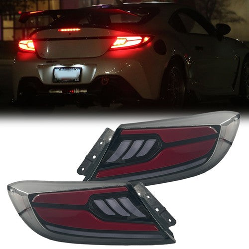 DURAFORCE Pair Clear Lens LED Red Tail Lights For 2022-2024 Toyota GR86 Subaru BRZ ZN8 ZD8