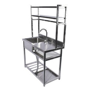 DURAFORCE 39.4in Stainless Steel Utility Sink Set, Single Bowl Commercial Sink w/ Shelves