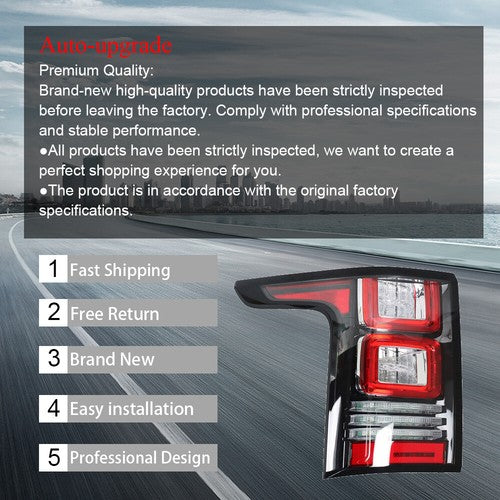 DURAFORCE Red LED Left / Driver Side Tail Light Fit For 2013-2017 Land Rover Range Rover