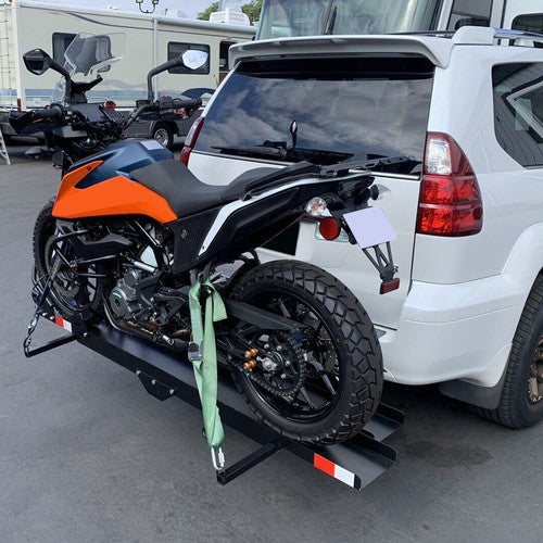 DURAFORCE Motorcycle Carrier Hitch Mount Dirt Bike Rack 2inch Trailer Scooter Hauler Ramp