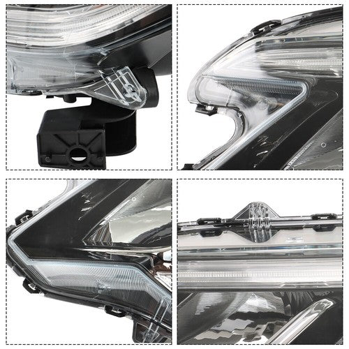 DURAFORCE Halogen Headlight Assembly For Honda CR-V 2015-2016 Black Driver/LH W/DRL Front