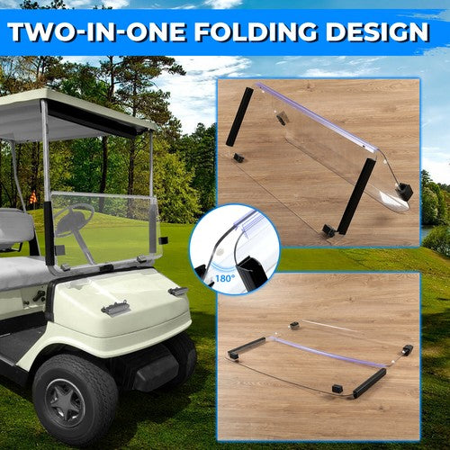 Clear Folding Golf Cart Windshield for 1985-1995 Yamaha G2 G9 Models