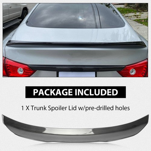 Rear Trunk Spoiler For 2014 2024 Infiniti Q50 Carbon Fiber Painted PSM Style